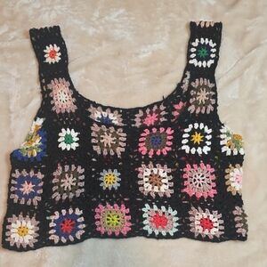Colorful Boho Crochet Patchwork Women's Top